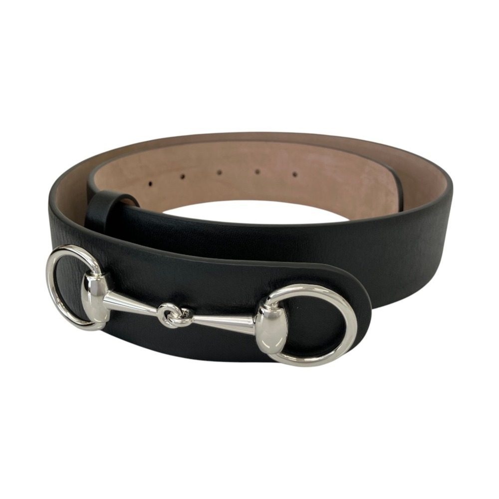 GUCCI Horsebit 1955 Leather Belt 864147 Size 85 Black Women's